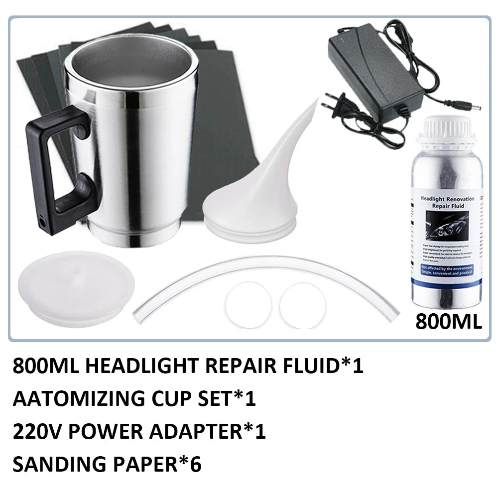 Car Headlight Restoration Polish Kit – 800ML Liquid Polymer System