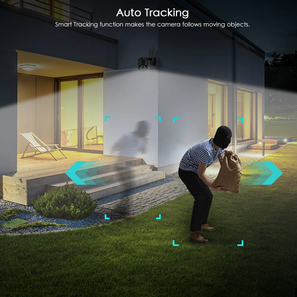 1080P HD Smart WiFi PTZ Security Camera with Human Detection, Auto Tracking, 5x Digital Zoom
