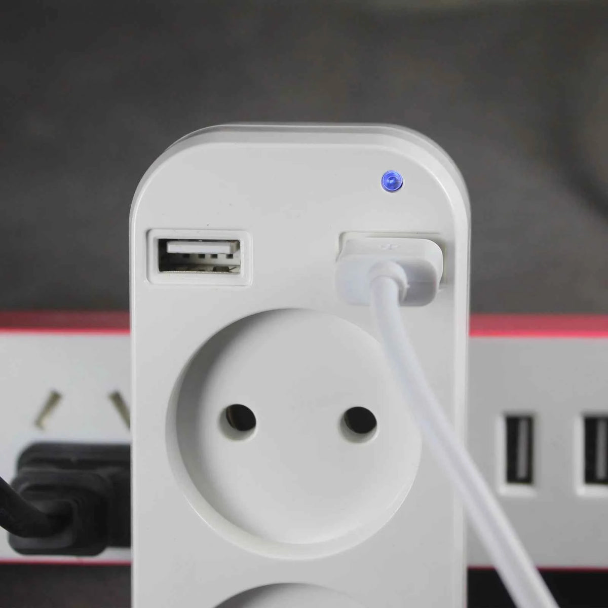 EU Plug Power Strip Adapter with 2 USB Ports