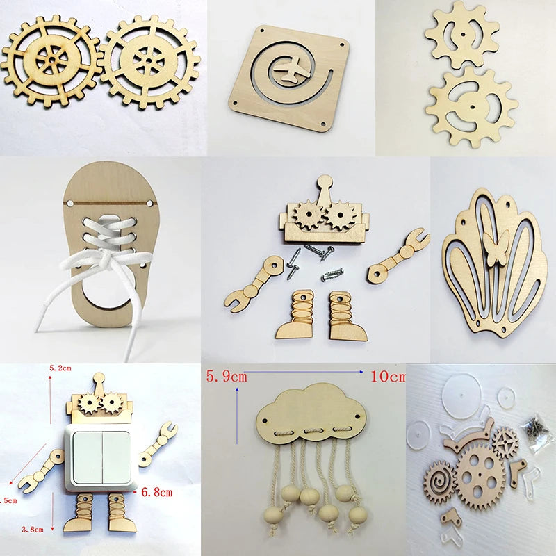 Busy Board Clothes Animal DIY Wooden Accessories Early Learning Toys Busy Board Matching Board Handmade Puzzle Educational Toys