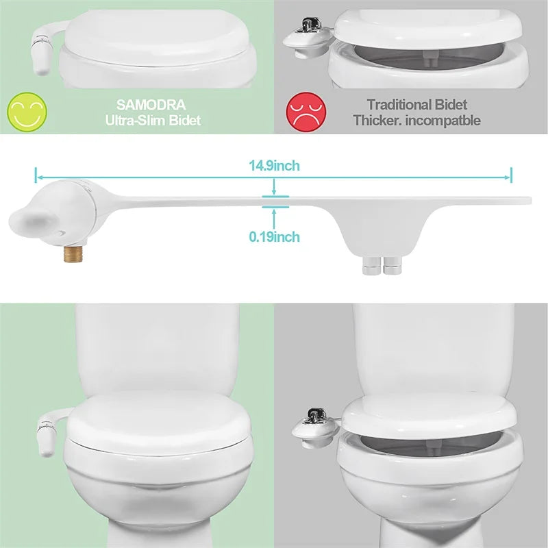 Ultra-Slim Toilet Bidet Attachment with Adjustable Water Pressure