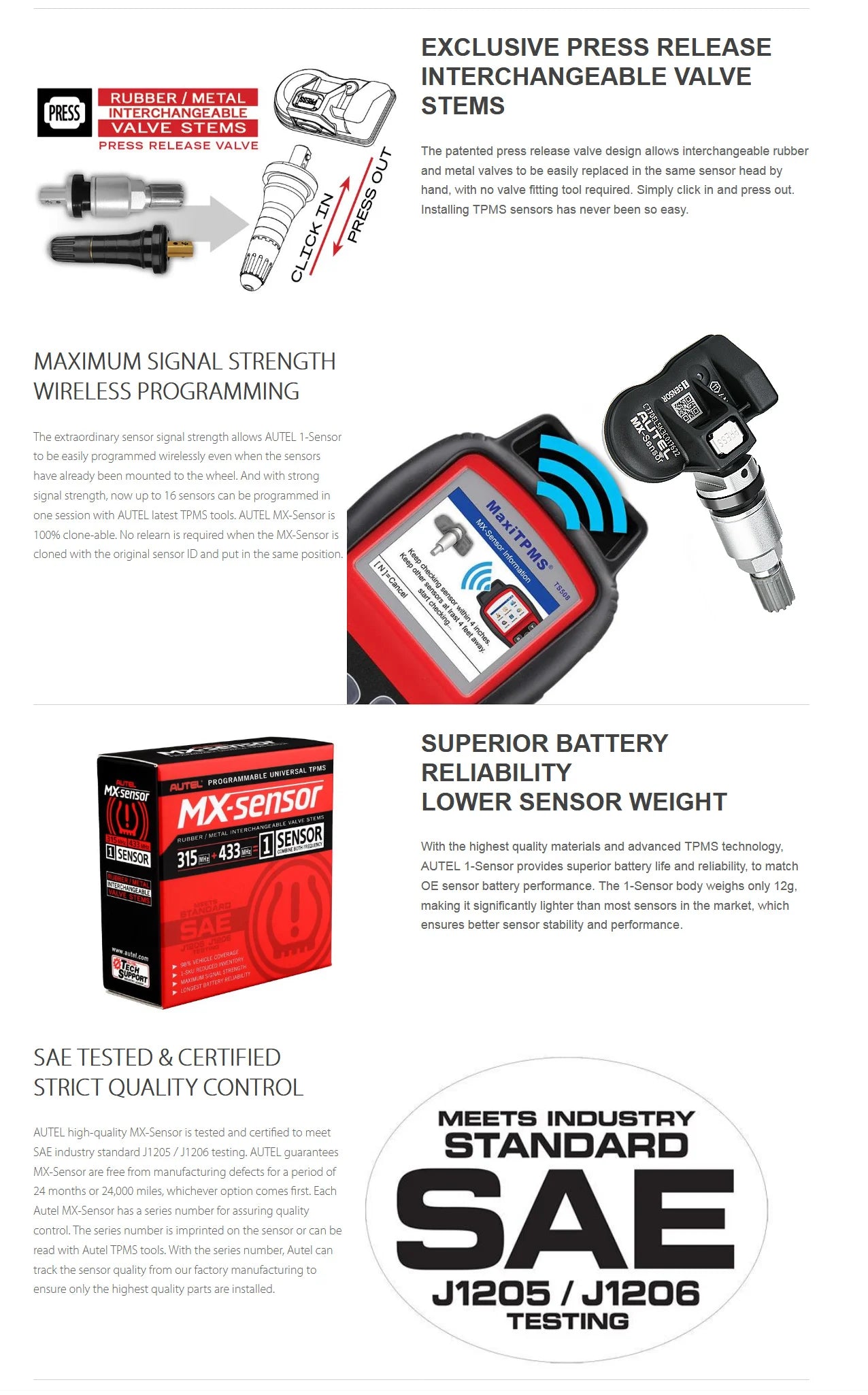 Autel MX TPMS-sensor 2-i-1 315MHz & 433MHz klonbar