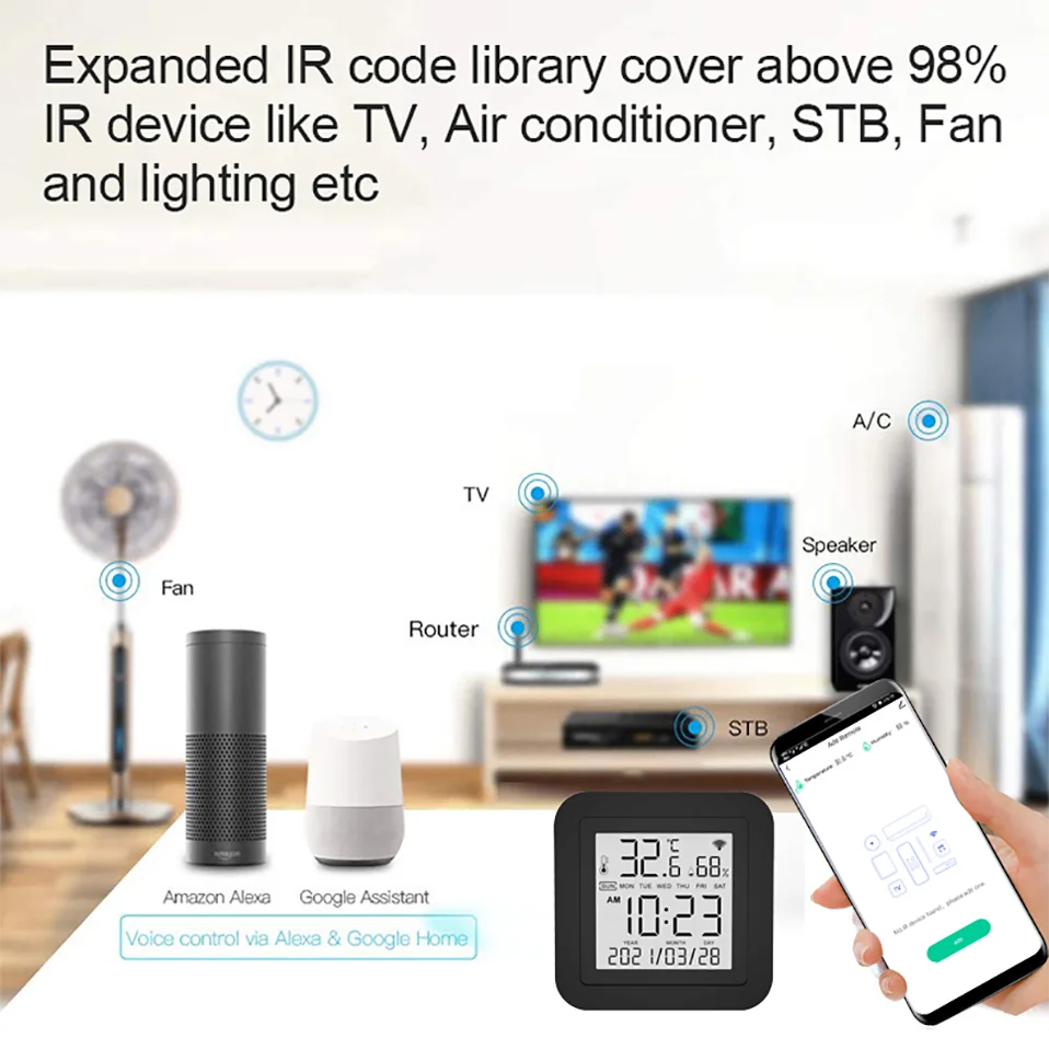 Tuya Wi-Fi IR Controller with Temperature and Humidity Display