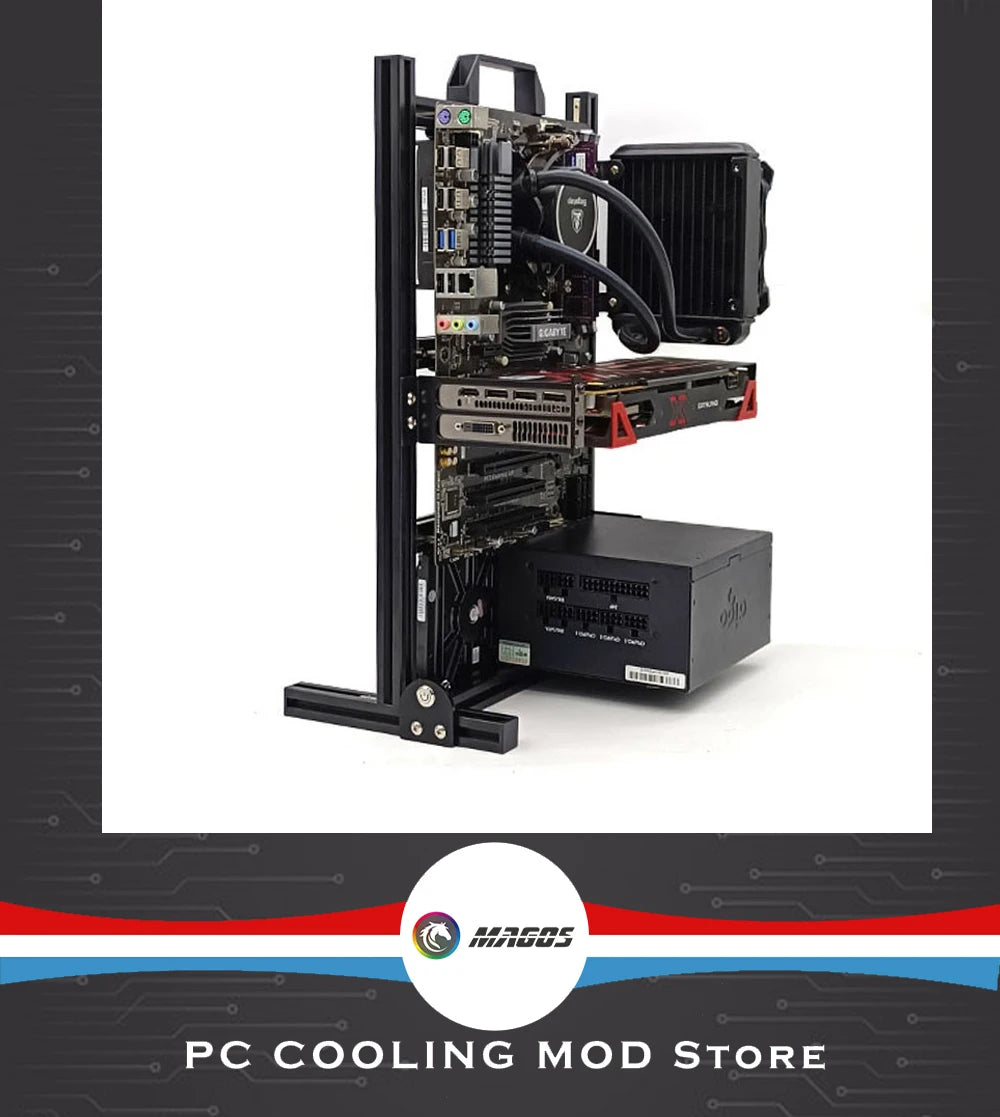 Open Frame Aluminum PC Case for ITX/MATX/ATX Builds