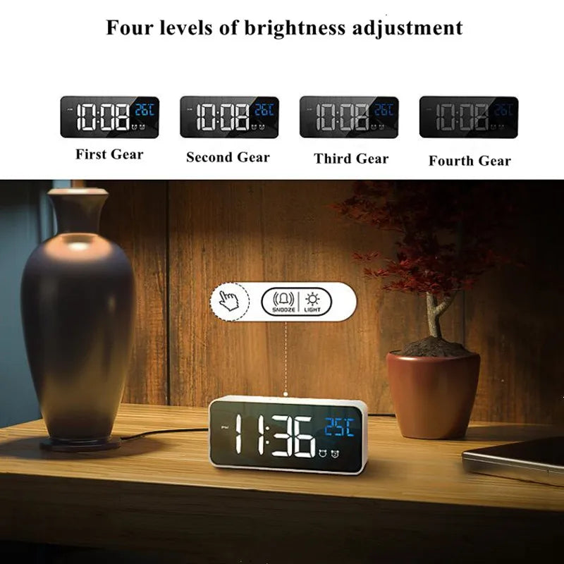 Rechargeable LED Alarm Clock with Dual Alarms
