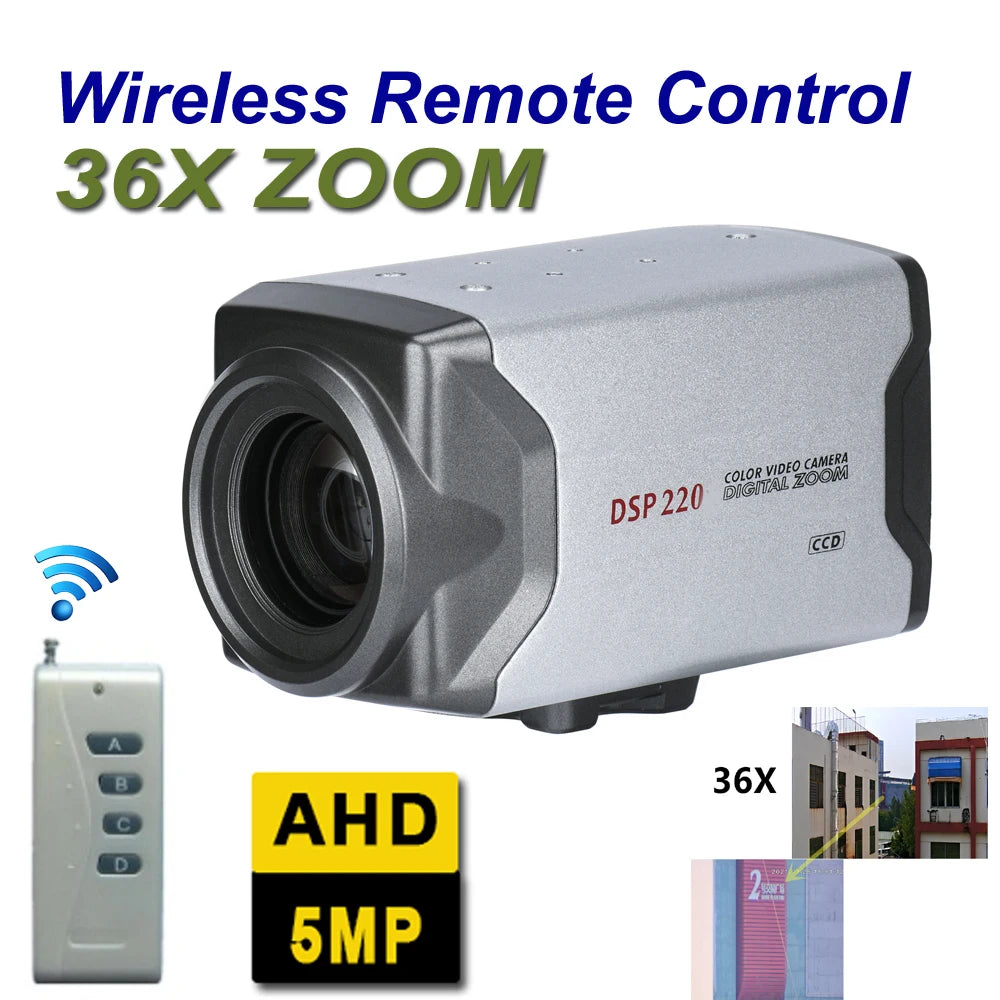 Caja de cámara CCTV HD con zoom óptico y control remoto