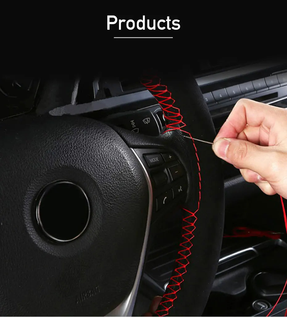 Fur Steering Wheel Cover For Car Universal 38cm Braided Car Steering Wheel Protection Cover Leather Anti Slip Interior Parts