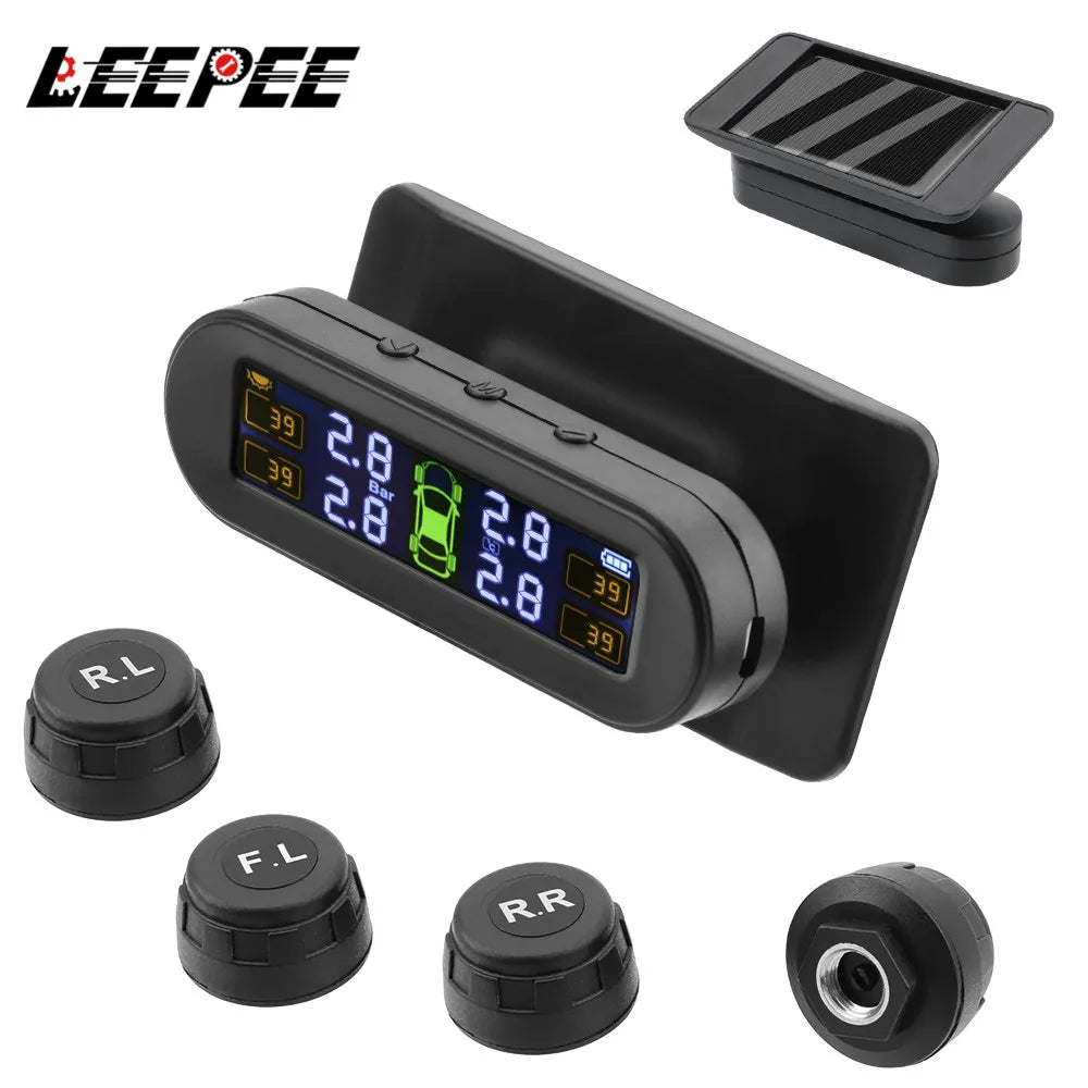 Solar TPMS with 4 External Sensors or Handheld Tyre Gauge