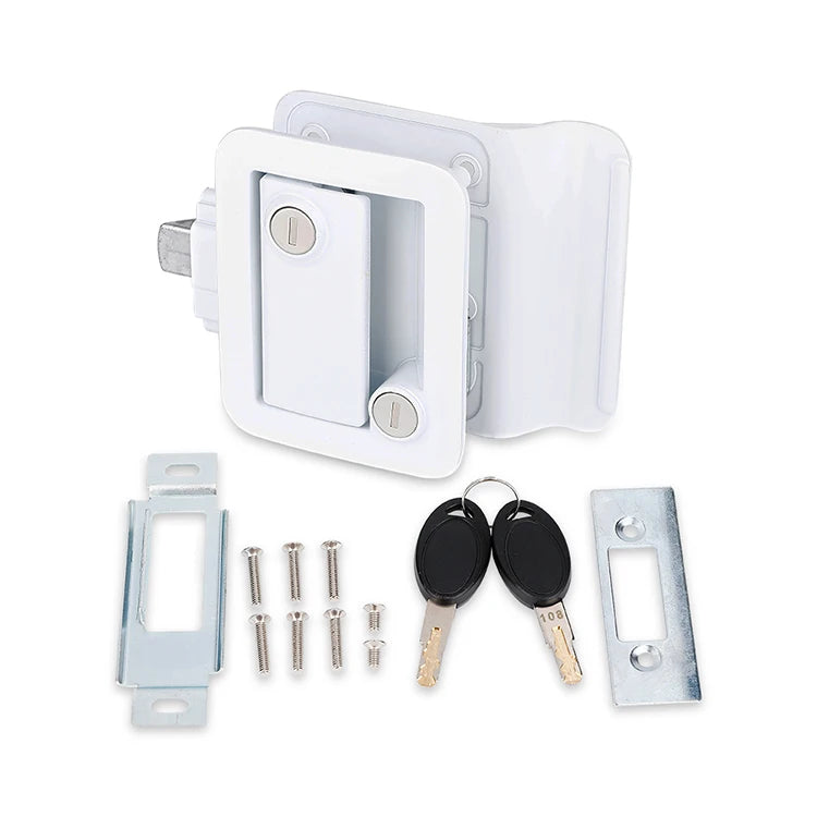 KAK RV Trailer Camper Entry Door Lock Handle Zinc Alloy Security RV Door Lock Replacement with Deadbolt Computer Key Door Handle