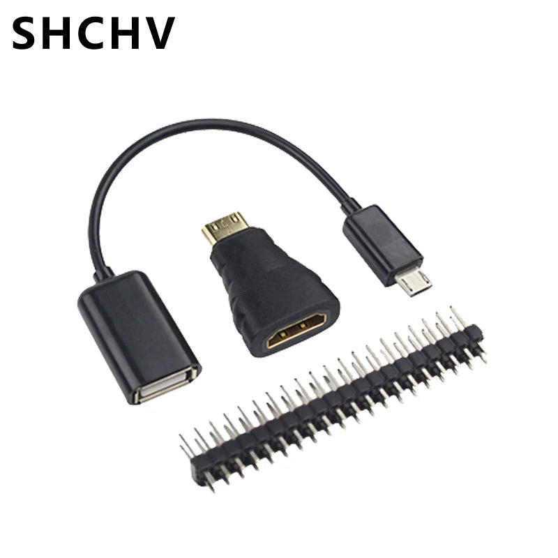 Pi Zero Accessory Kit with Mini HDMI Adapter, OTG Cable and Header