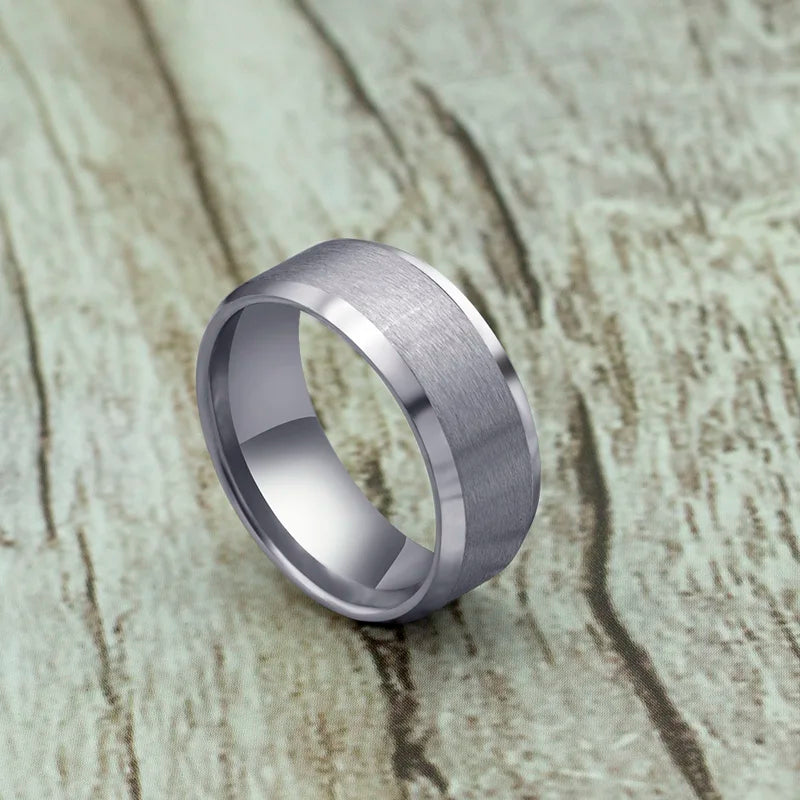 Men's Titanium Steel Ring – Classic Black Wedding Band