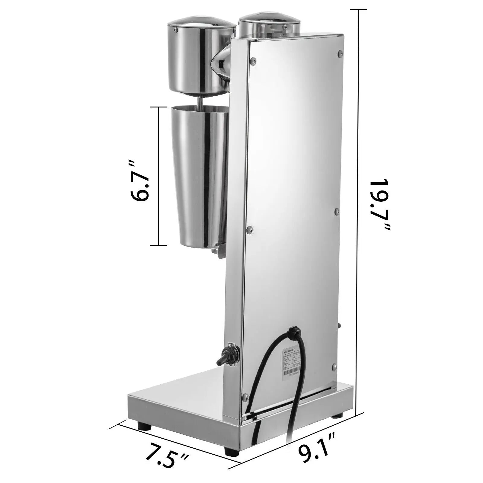 Commercial Double Head Milkshake Machine 800ml Stainless Steel Mixer