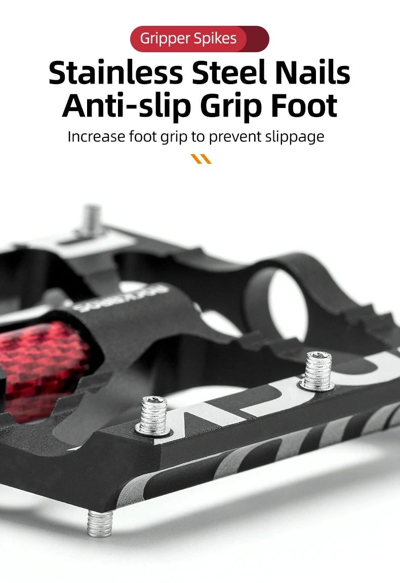 Aluminum Alloy Bike Pedals with Non-Slip Grip & Reflective Safety