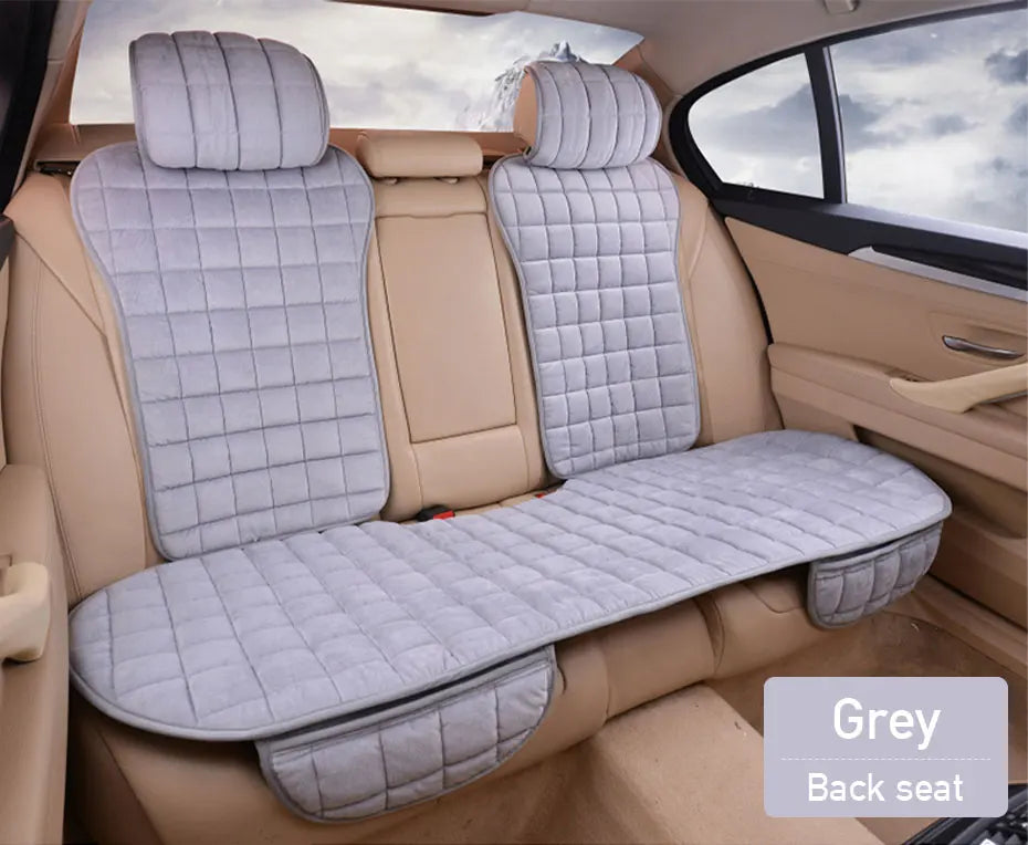 SEAMETAL Plush Car Seat Cover Soft Vehicle Seat Cushion with Backrest Pad Anti Scratch Chair Protector Universal for Sedan Suv