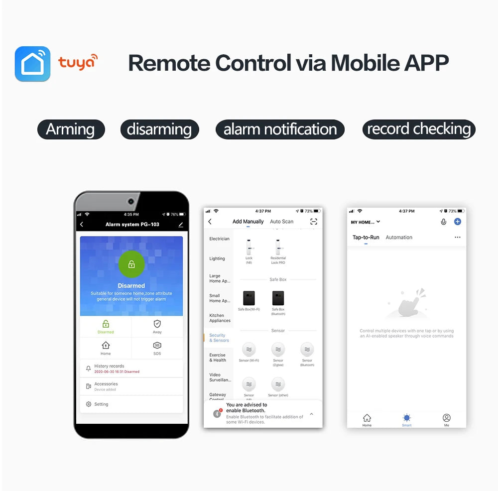 433MHz Touch Screen Wireless 2G 4G WIFI GSM RFID Card Burglar Alarm System Smart Home Security DIY Alarm TUYA Smart Life