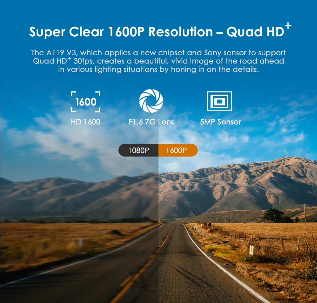 VIOFO A119 V3 2K Quad HD Dash Cam with Night Vision & Parking Mode