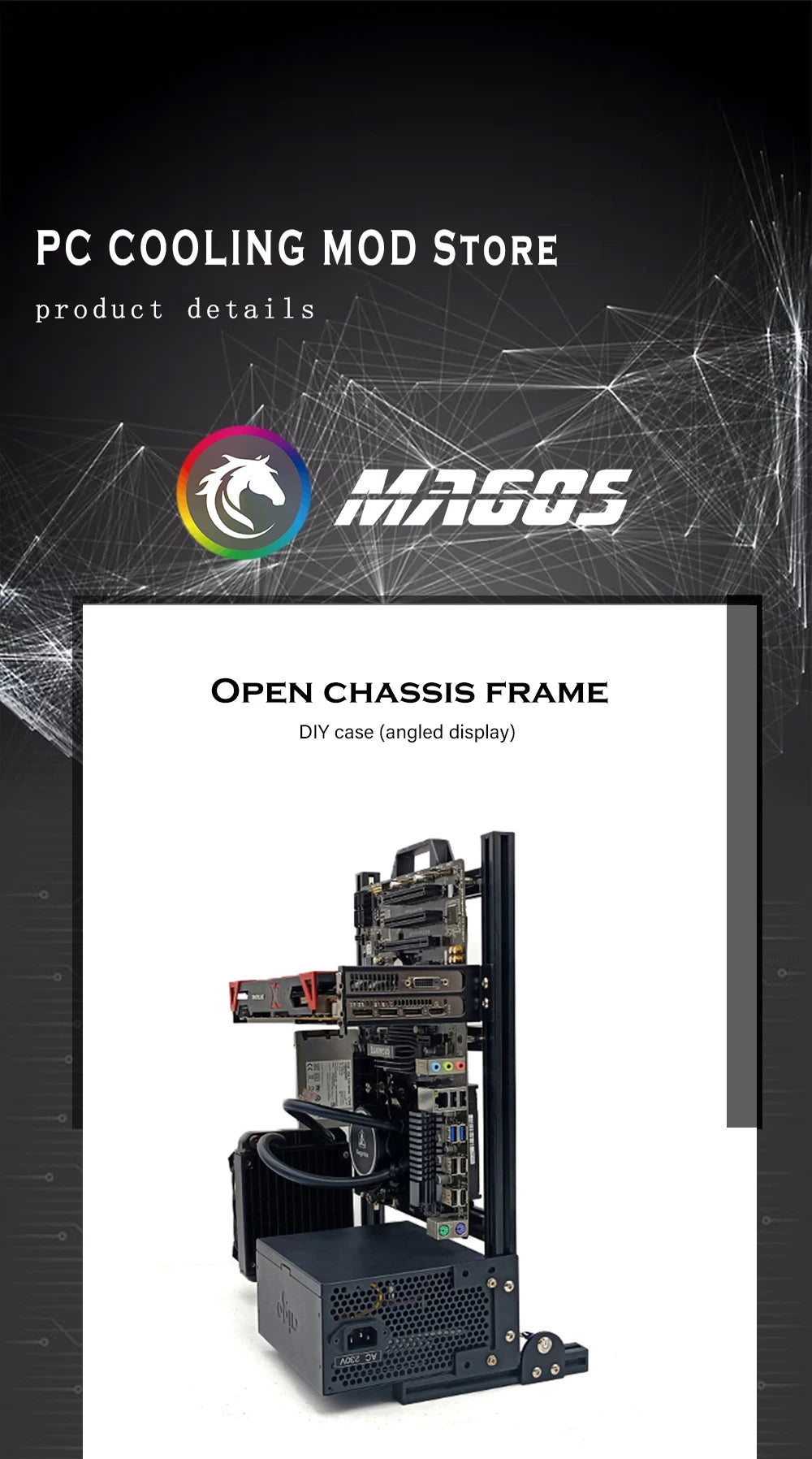 Open Frame Aluminum PC Case for ITX/MATX/ATX Builds