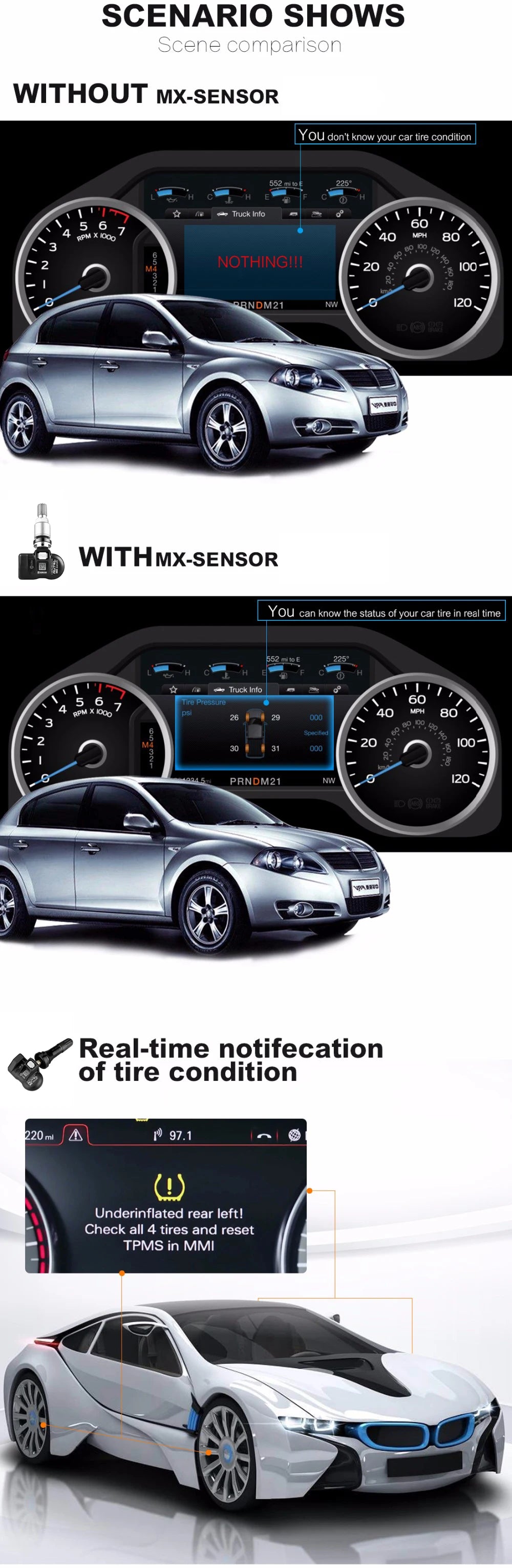 Autel MX TPMS-sensor 2-i-1 315MHz & 433MHz klonbar