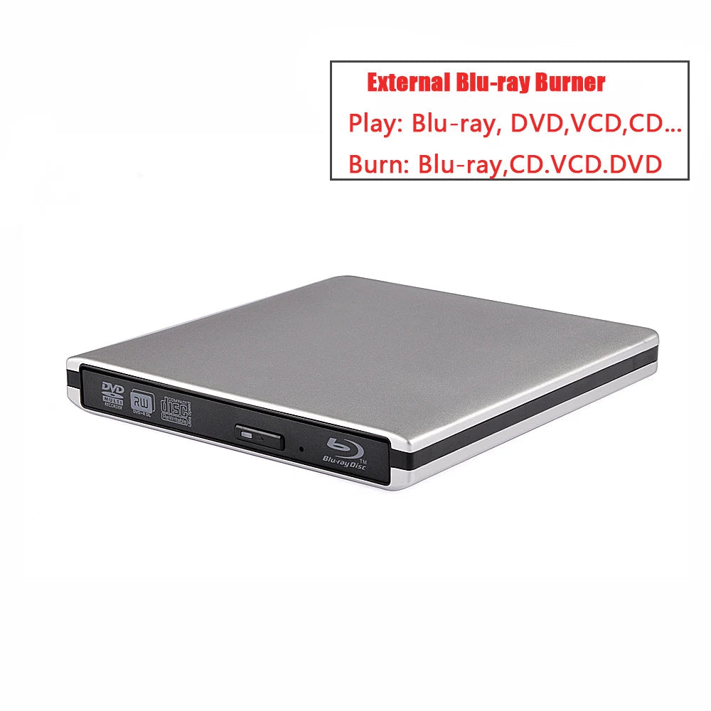 External USB3.0 Blu-Ray Reader Bluray Burner 3D BD-ROM Optical DVD Burner BD-RE Writer Bluray Play for Laptop/Desktop