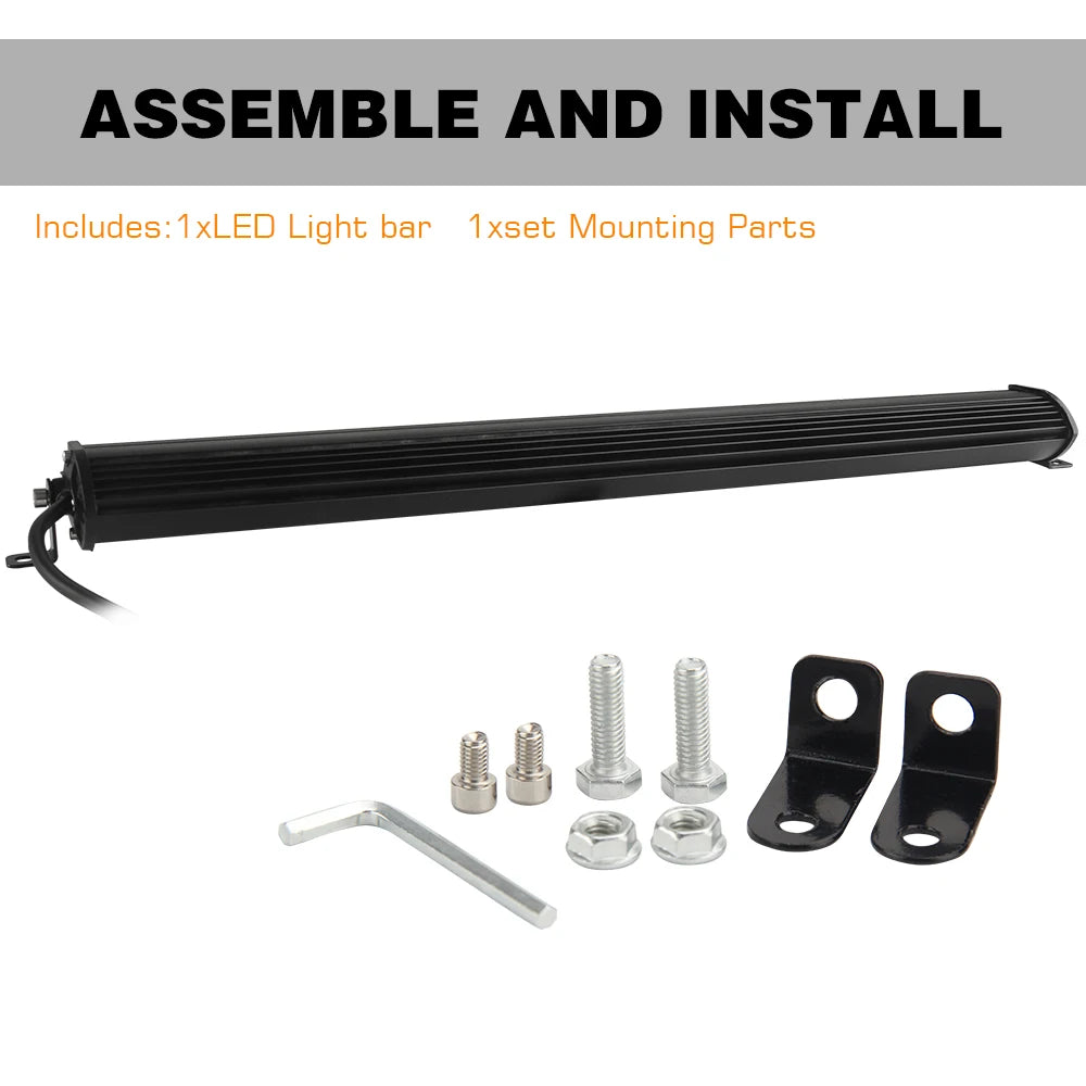 CO LIGHT Super Slim 12D 8" 20" 32" LED Bar Spot Flood Beam LED Light Bar for Tractor Boat off-road use 4x4 Trucks SUV 12V 24V