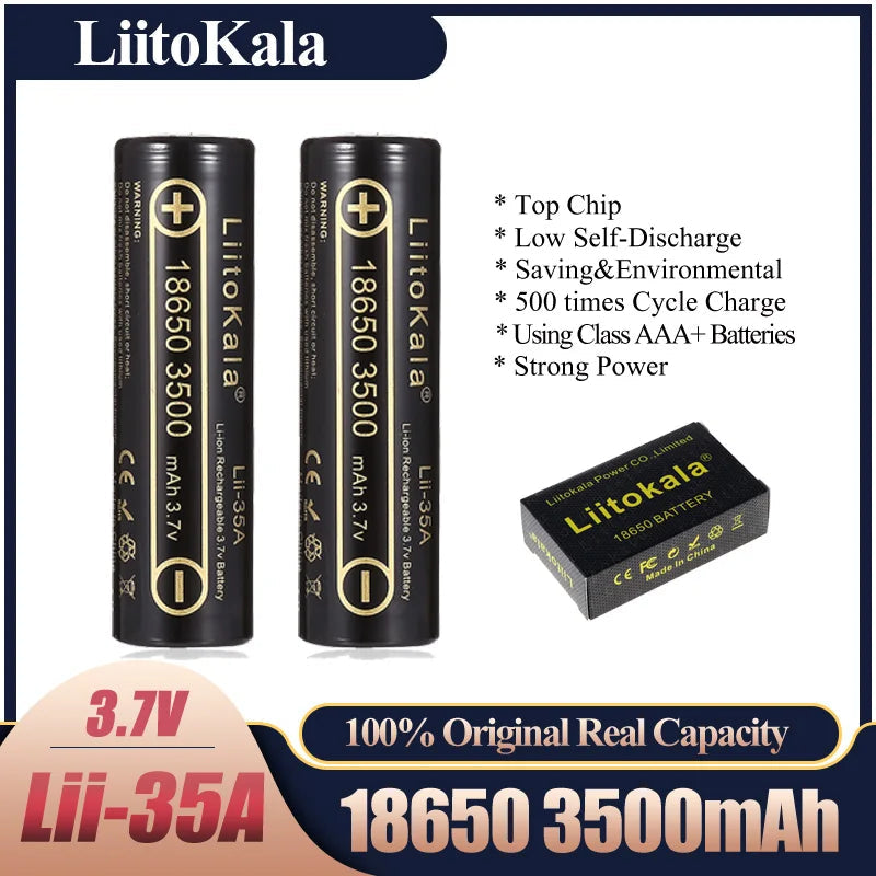 1-30pcs LiitoKala Lii-35A 18650 3500mAh 3.7V Li-Ion Rechargeable Battery 10A Lithium Battery High Drain For Flashinglight Vaping