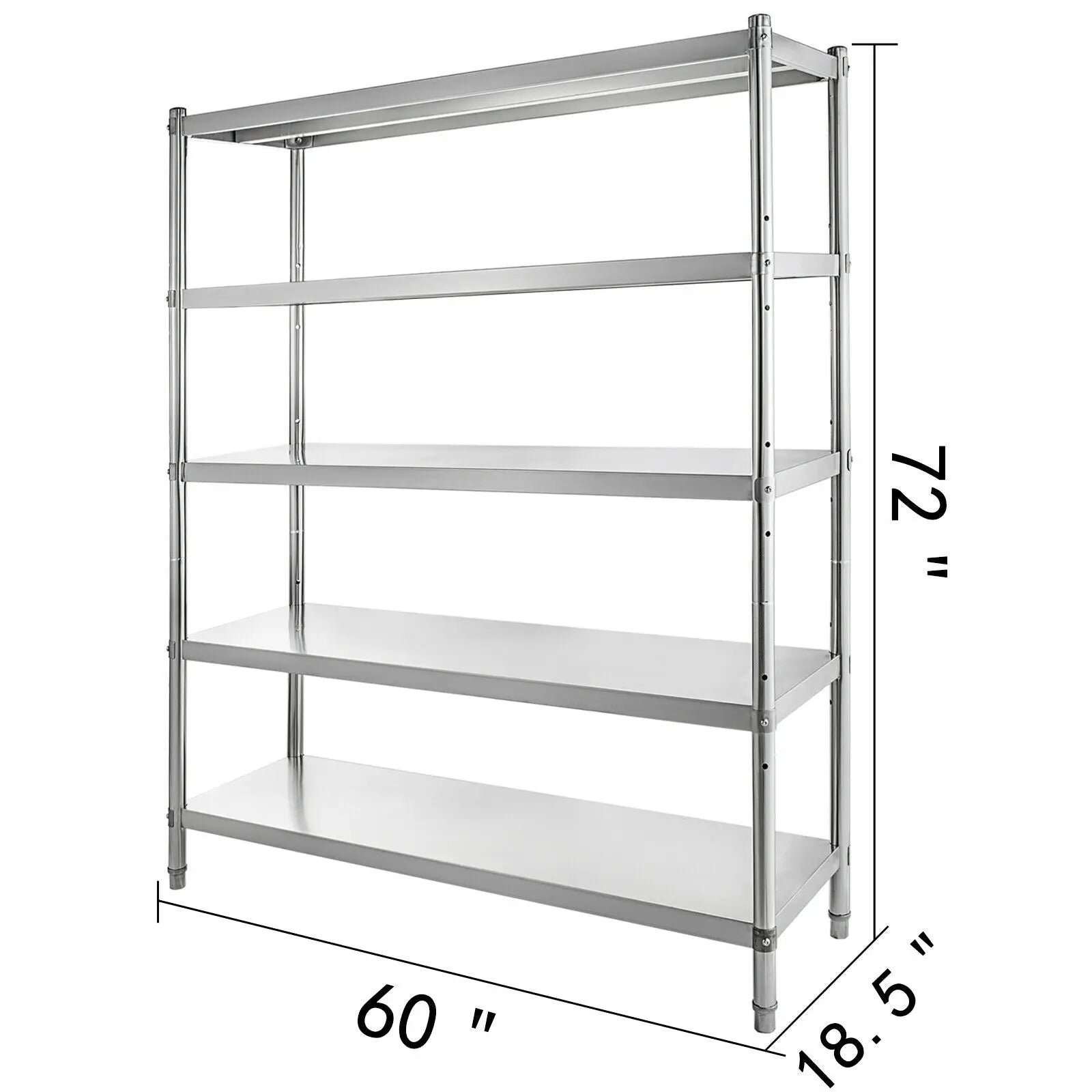 4-Tier Stainless Steel Storage Rack for Kitchen, Garage & Warehouse