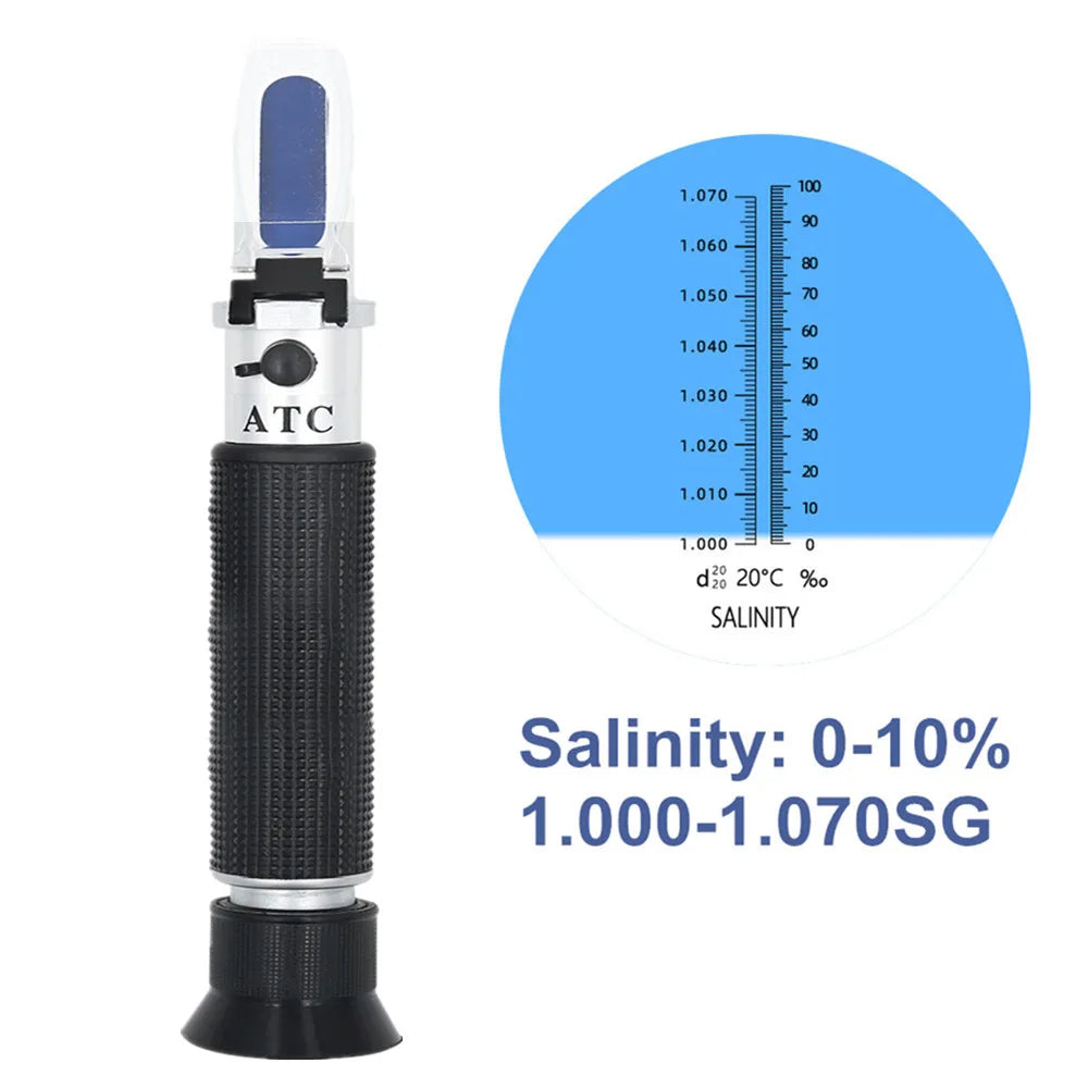Réfractomètre de salinité portatif, salinomètre pour eau de mer, concentration 1.000-1.070 SG, gravimètre 0~100 % pour aquarium et élevage marin