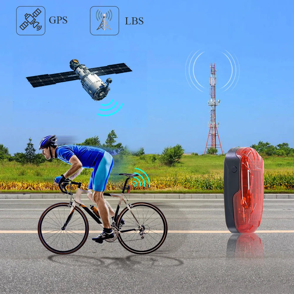 Bicycle GPS Tracker TK906 Bike Lamp GPS Tracker Long Standby Waterproof SOS Over-speed Alarm Bike Locator Lifetime Free Platform