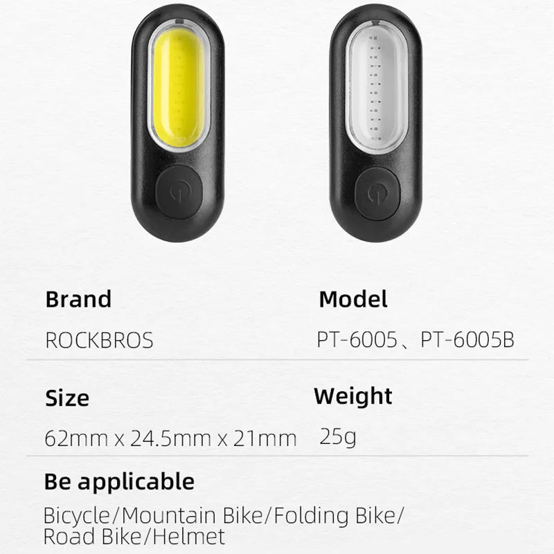 USB Rechargeable Bicycle Rear Light, 5 Modes