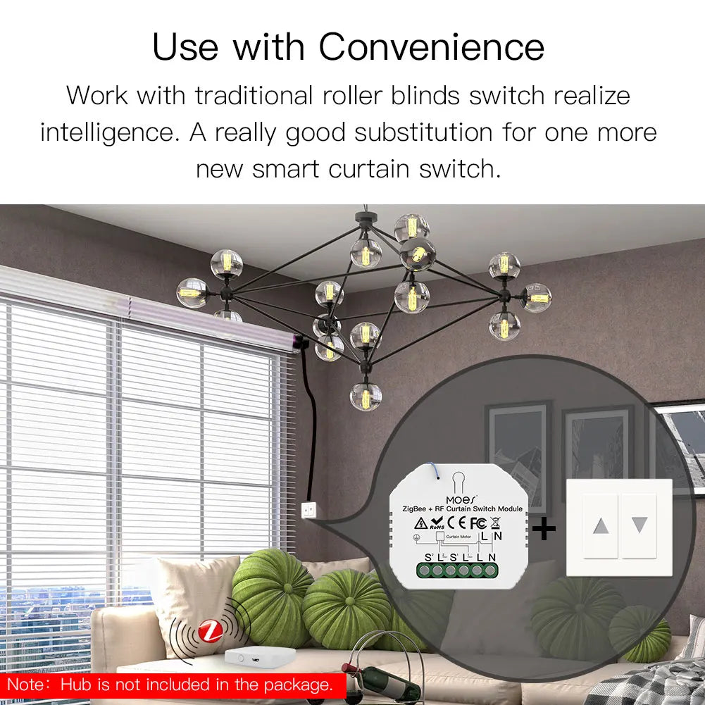 MOES ZigBee 3.0 Smart Curtain Switch Module Motorized Roller Shutter Blinds Motor Tuya Smart Life Alexa Echo Google Home
