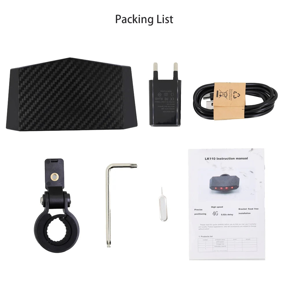 Waterproof 4G GPS Tracker Bikes SMS Locating GPS Tracker 60 Days Real Time Tracking Bicycle Lamp Rastreador