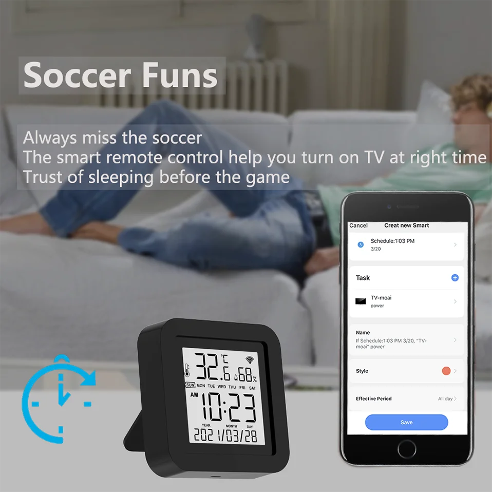 Tuya Wi-Fi IR Controller with Temperature and Humidity Display