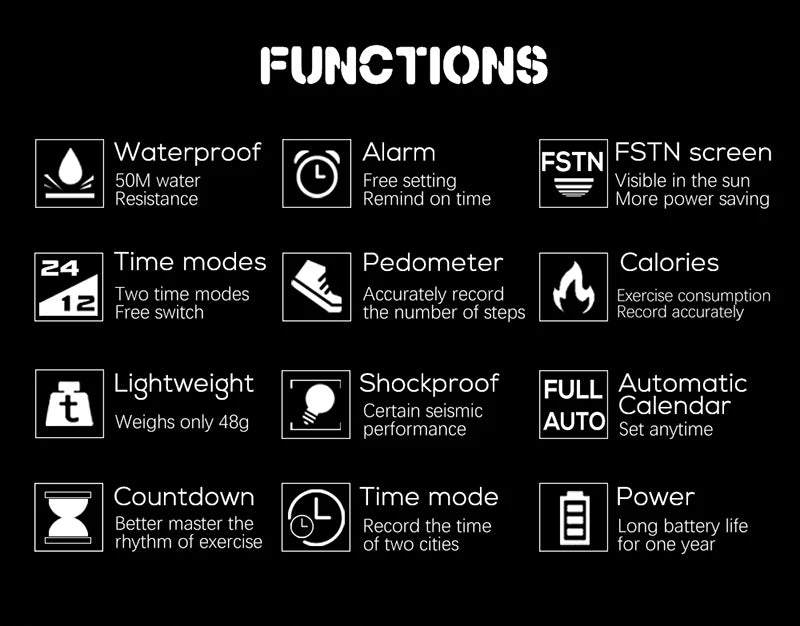 Ψηφιακό Αθλητικό Ρολόι Αδιάβροχο 50M με Διπλή Ώρα και Βηματομετρητή