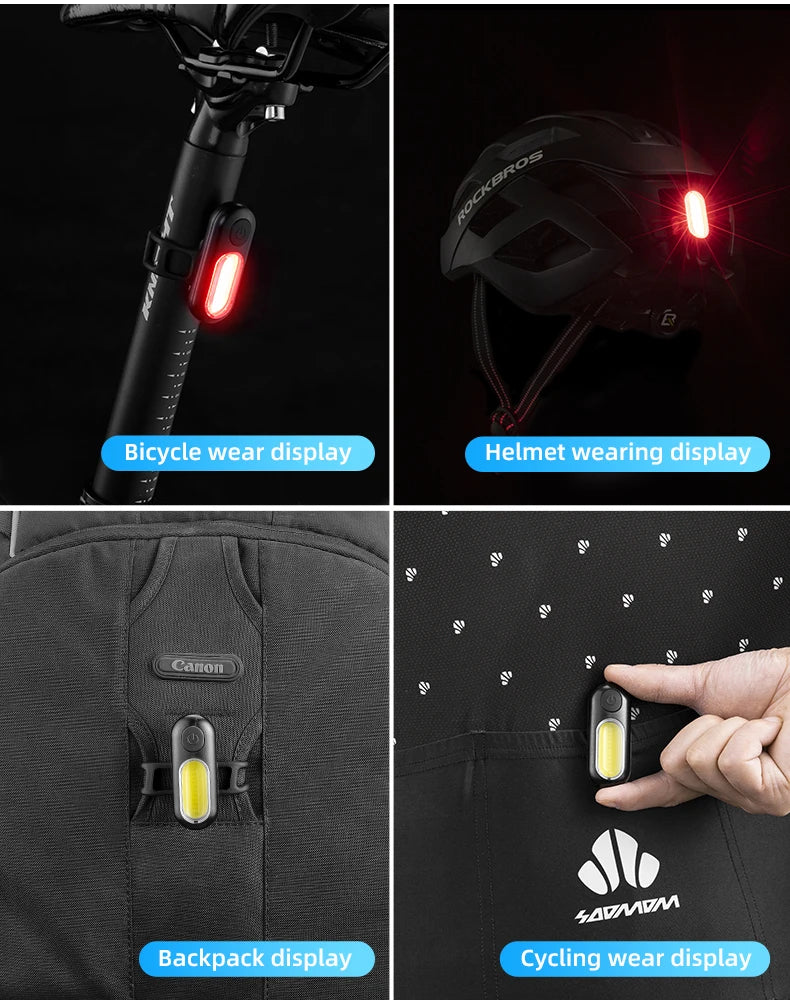 USB Rechargeable Bicycle Rear Light, 5 Modes