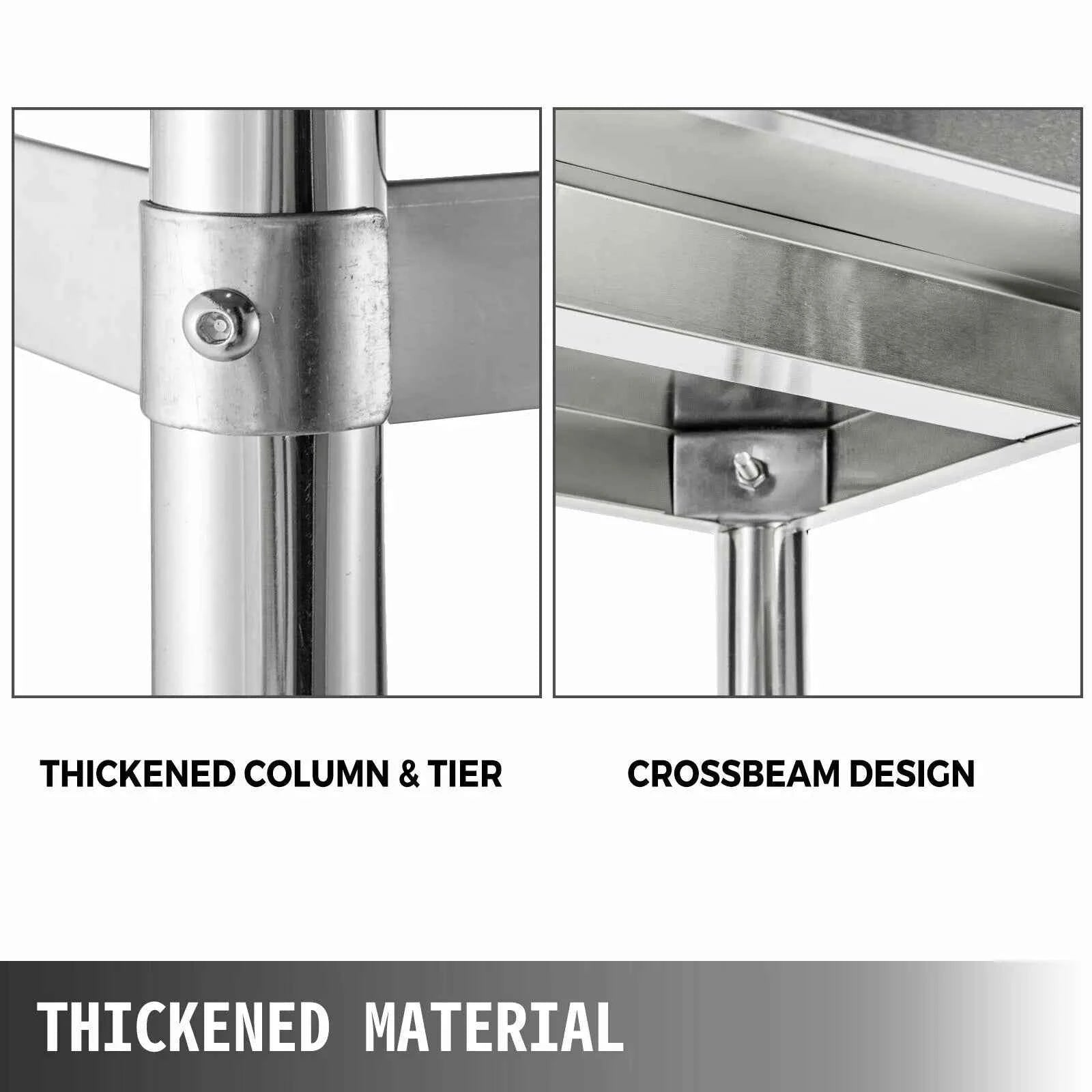 SucceBuy 4-Tier 5-Tier Stainless Steel Commercial Storage Rack Shelf for Kitchen Warehouse Garage Storing Kitchenware