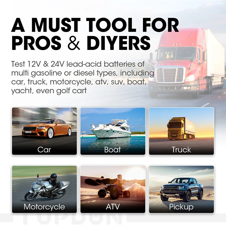 TOPDON BT200 Portable Battery Tester for 12V Automotive Systems