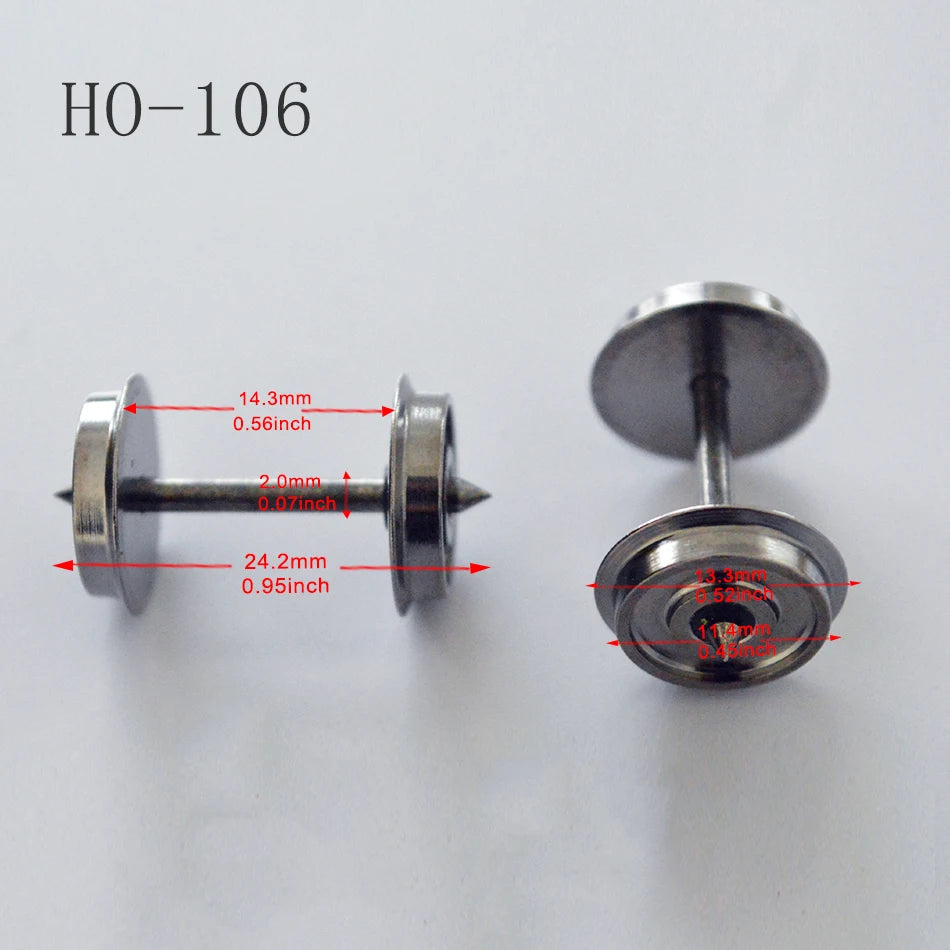 HO 1:87 Metal Model Railway Wheel Assemblies, Four Pieces