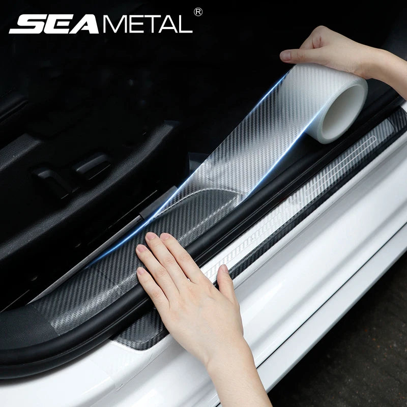 SEAMETAL Carbon Fiber Car Sticker Door Edge Transparent Film Anti Scratch Auto Door Sill Protector for Bumper Trunk Household Ca