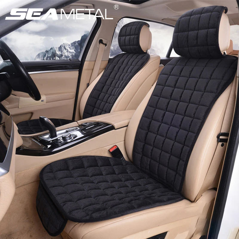 SEAMETAL Plush Car Seat Cover Soft Vehicle Seat Cushion with Backrest Pad Anti Scratch Chair Protector Universal for Sedan Suv