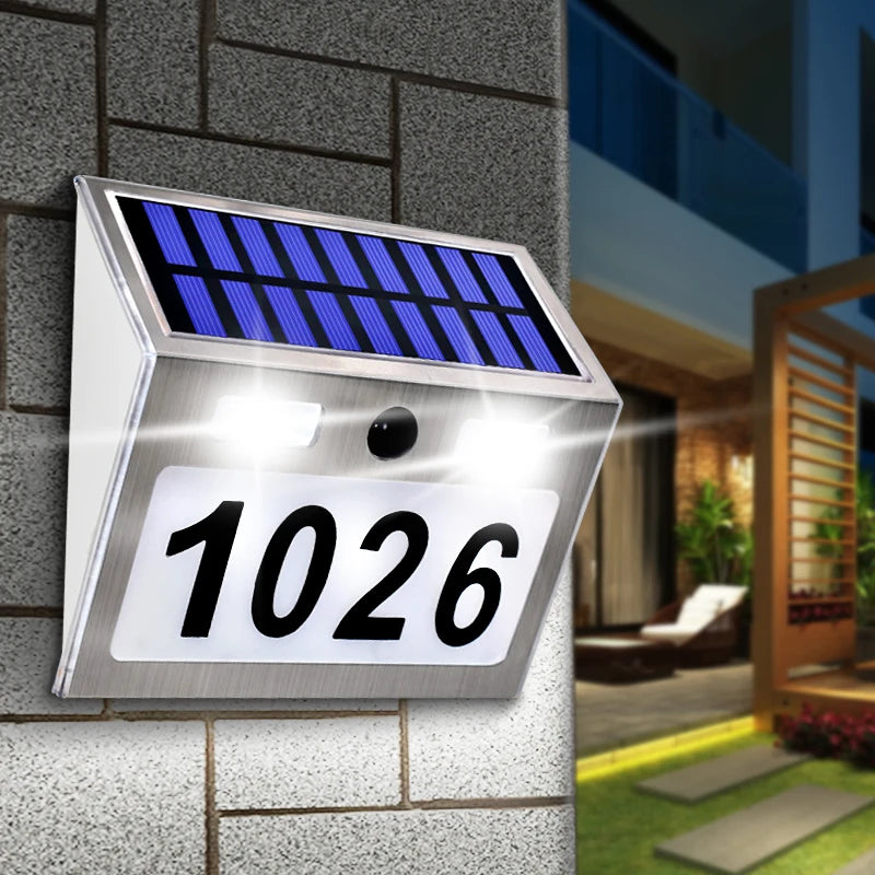 Solar House Number Plaque Light with Motion Sensor LED Lights