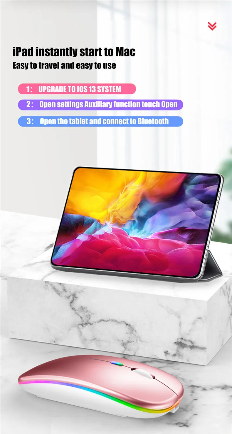 Wireless Mouse Rechargeable Silent LED Backlit Mice PC Laptop Computer Mous 2.4Ghz Receiver Bluetooth Dual Mode Optical Mice