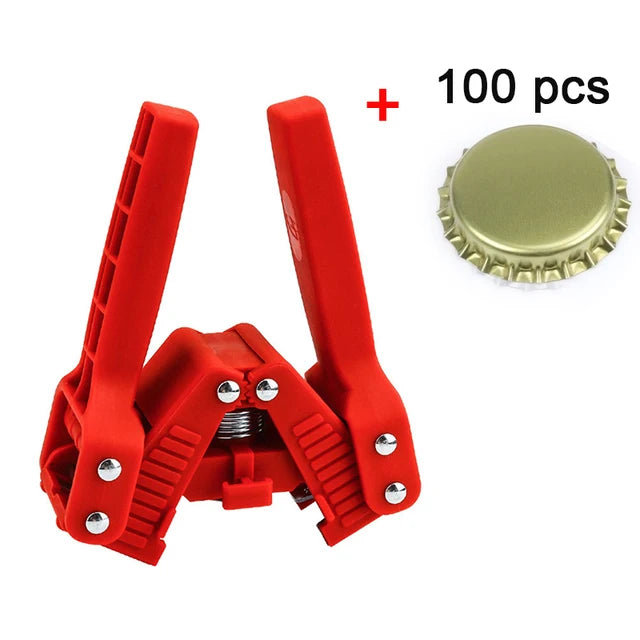 Kit manual de capace de sticlă cu 100 de capace coroana — 26 mm