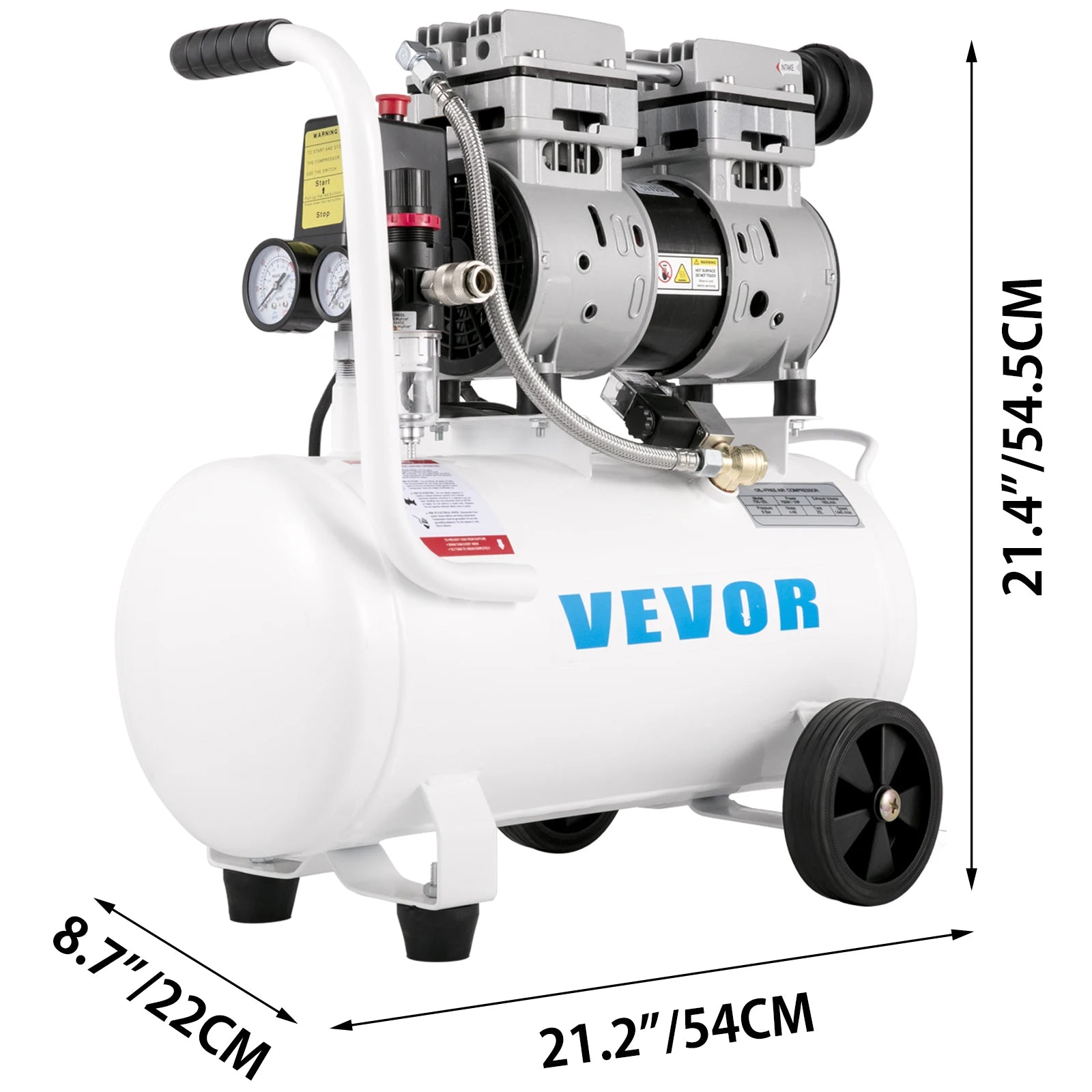 Bezolejový tichý vzduchový kompresor 750W 1HP 25L/60L pro domácnost a garáž
