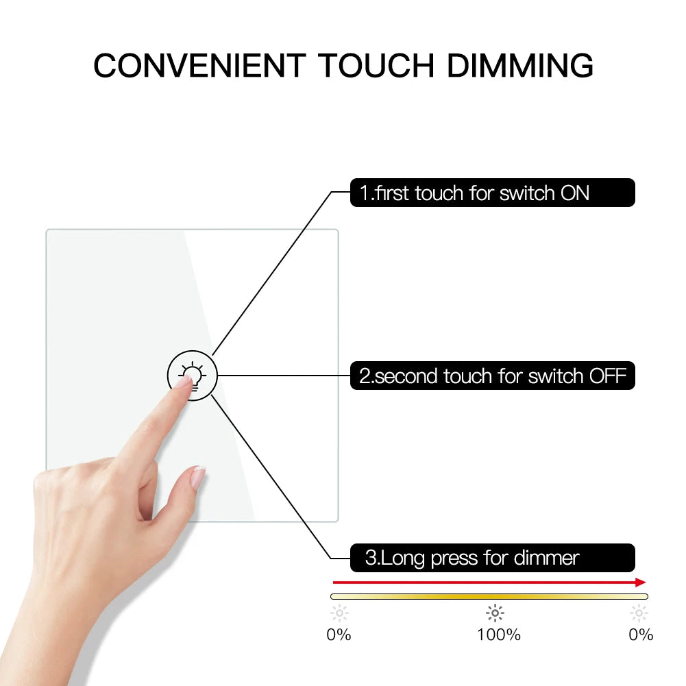 MOES Smart Dimmer Switch ZigBee Tuya, 1/2/3 Gang Control, Alexa Google Home Compatible, APP Remote Dimming