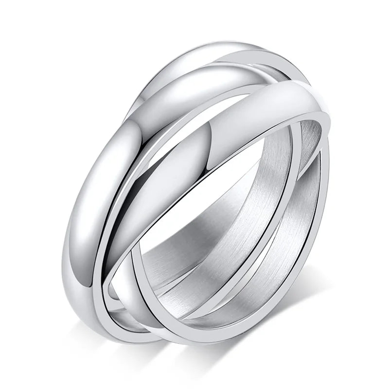 Stainless Steel Interlocked Triple Ring for Women