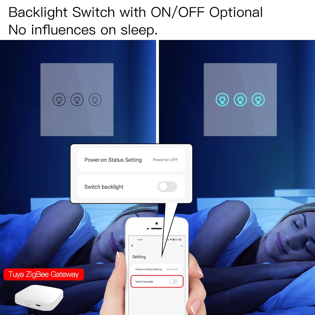 MOES Smart Dimmer Switch ZigBee Tuya, 1/2/3 Gang Control, Alexa Google Home Compatible, APP Remote Dimming