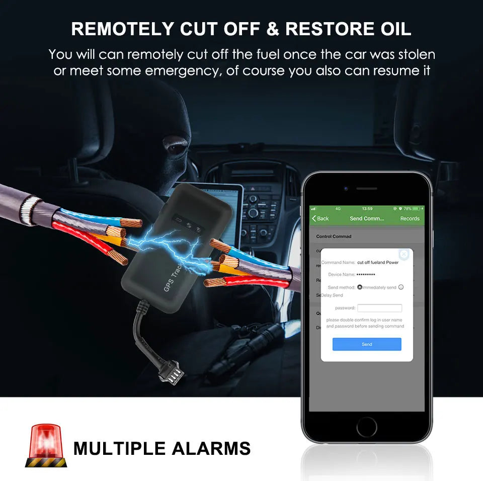 GT02D cu 4 fire pentru vehicul autovehicul motocicletă detector GPS TK110 GT02A ACC alarmă vibrație alarmă oprire alimentare cu releu Android Apple APP