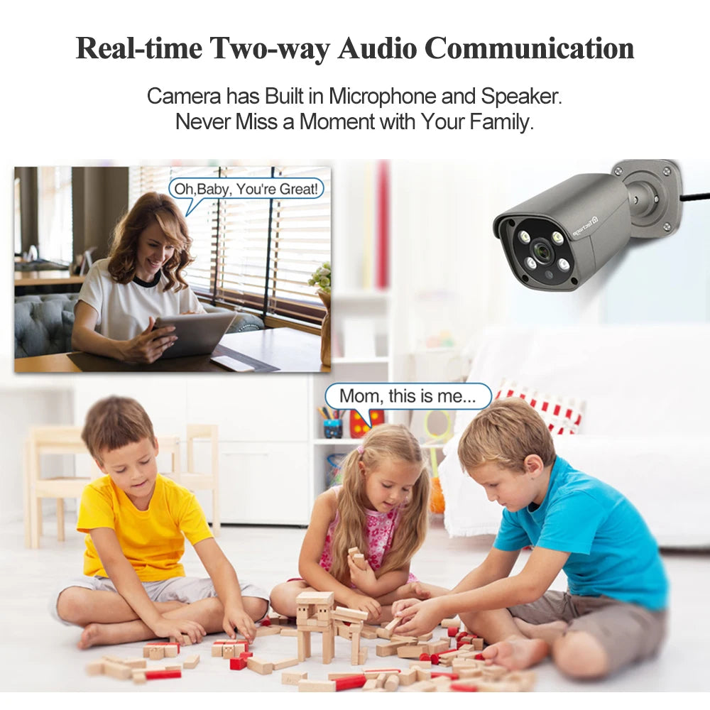 4MP 5MP 8MP PoE IP Security Camera with Two-Way Audio and AI Motion Detection