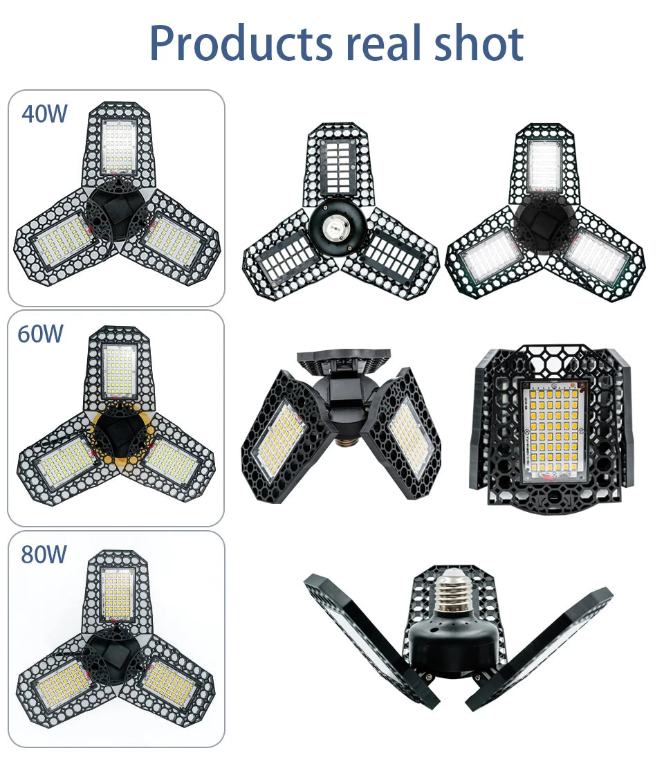 E27 LED Garage Light with 3 Adjustable Panels