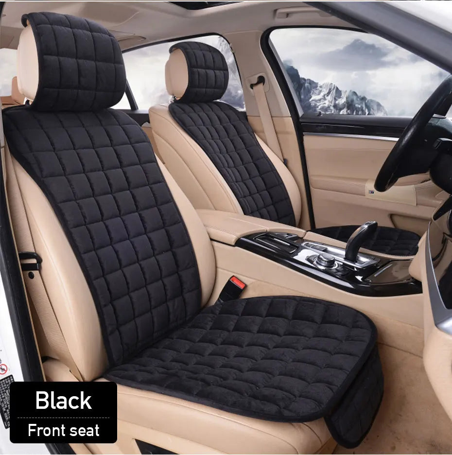 SEAMETAL Plush Car Seat Cover Soft Vehicle Seat Cushion with Backrest Pad Anti Scratch Chair Protector Universal for Sedan Suv